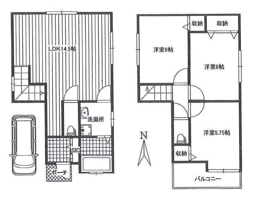 Compartment view + building plan example. Building plan example, Land price 24 million yen, Land area 75.16 sq m , Building price 18,800,000 yen, Building area 74 sq m