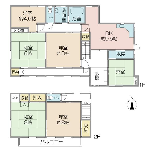 Floor plan. 60 million yen, 5DK + S (storeroom), Land area 151.16 sq m , It is a building area of ​​127.52 sq m of pure Japanese-style house. Since it is a spacious floor plan, It is suitable for large family.