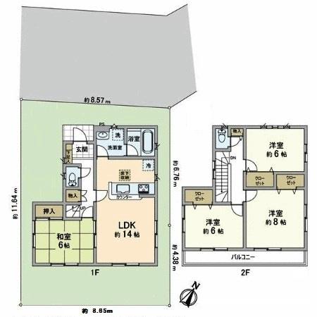 Floor plan. 45,800,000 yen, 4LDK, Land area 98.3 sq m , Building area 93.96 sq m