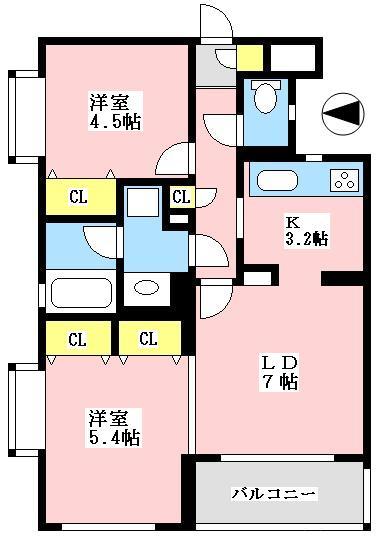 Floor plan. 2LDK, Price 25,800,000 yen, Occupied area 49.16 sq m , Balcony area 4.42 sq m