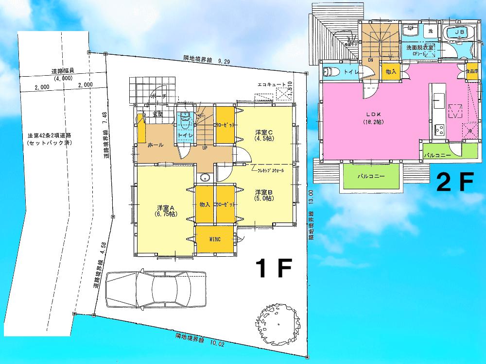 Floor plan. 21,800,000 yen, 3LDK, Land area 115.43 sq m , Building area 86.53 sq m Floor