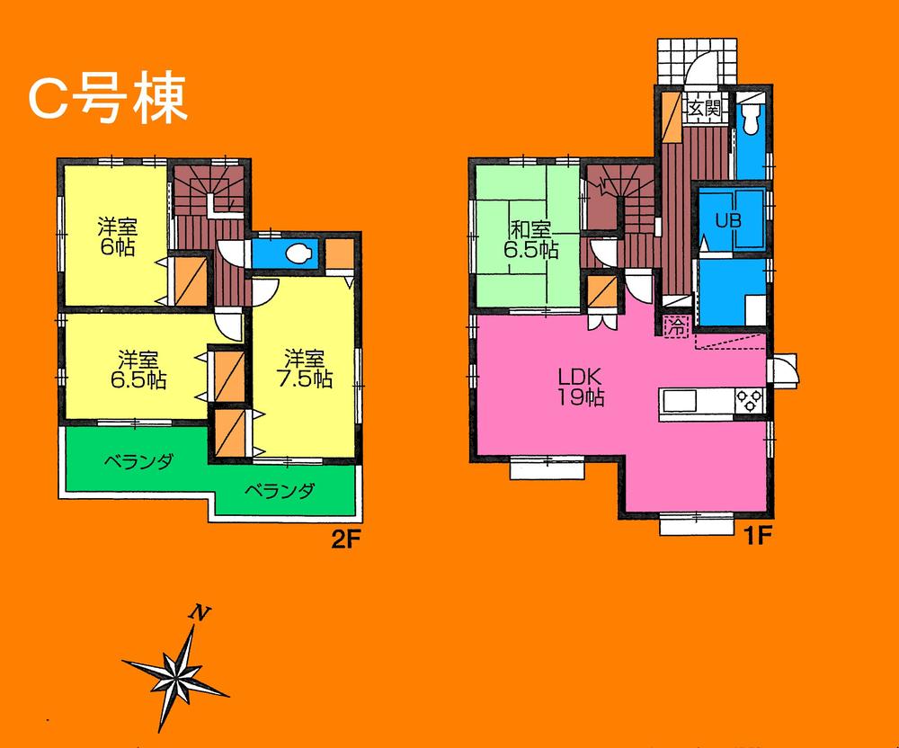 Floor plan. (C Building), Price 33,800,000 yen, 4LDK, Land area 187.4 sq m , Building area 107.4 sq m