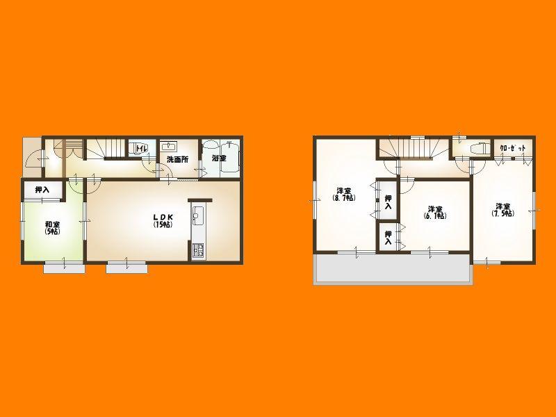 Floor plan. 25,300,000 yen, 4LDK, Land area 182.01 sq m , Building area 99.57 sq m 3 Building floor plan