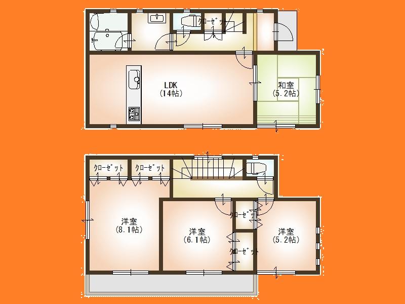 Floor plan. 23.5 million yen, 4LDK, Land area 184.6 sq m , Building area 91.52 sq m Floor