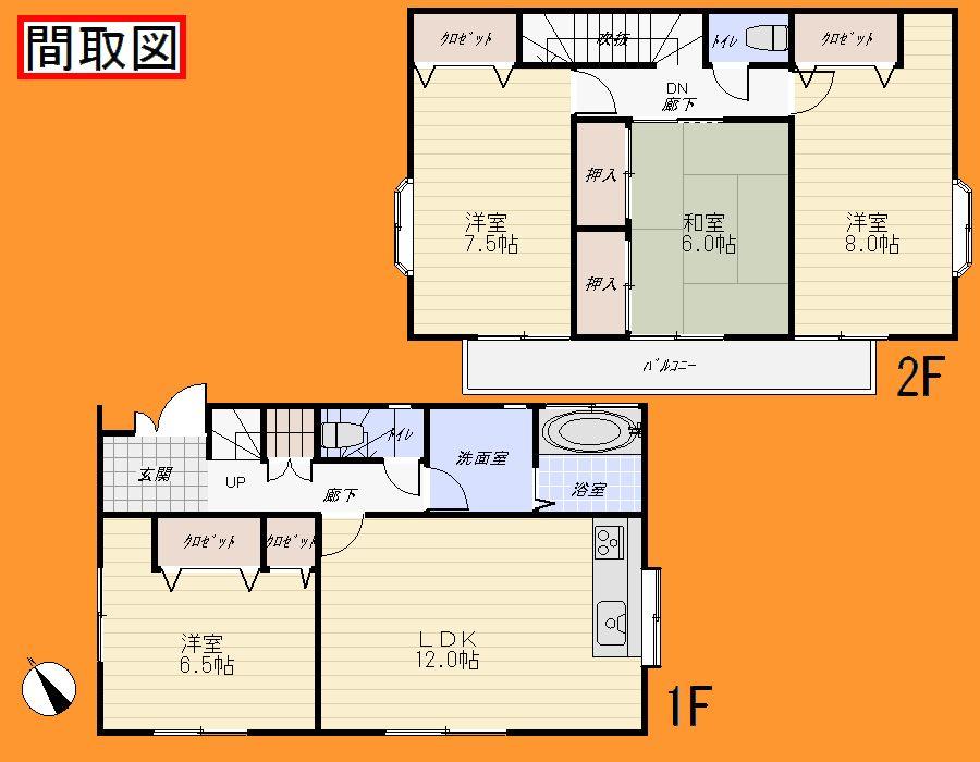 Floor plan. 22,800,000 yen, 4LDK, Land area 101.17 sq m , Building area 98.32 sq m