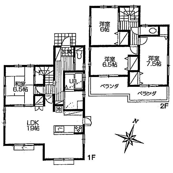 Floor plan. 31,800,000 yen, 4LDK, Land area 187.4 sq m , Building area 107.4 sq m