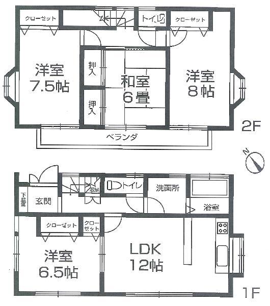 Floor plan. 22,800,000 yen, 4LDK, Land area 101.17 sq m , Building area 98.32 sq m