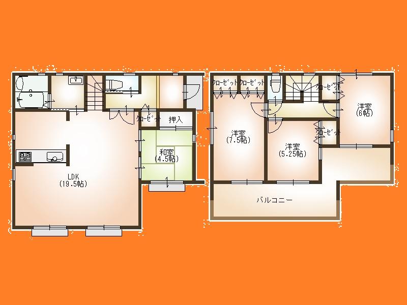 Floor plan. 32,800,000 yen, 4LDK, Land area 168.23 sq m , Building area 98.01 sq m Floor
