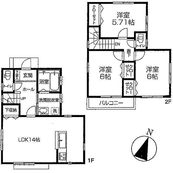 Floor plan. 21,700,000 yen, 3LDK, Land area 99.17 sq m , Building area 79.3 sq m
