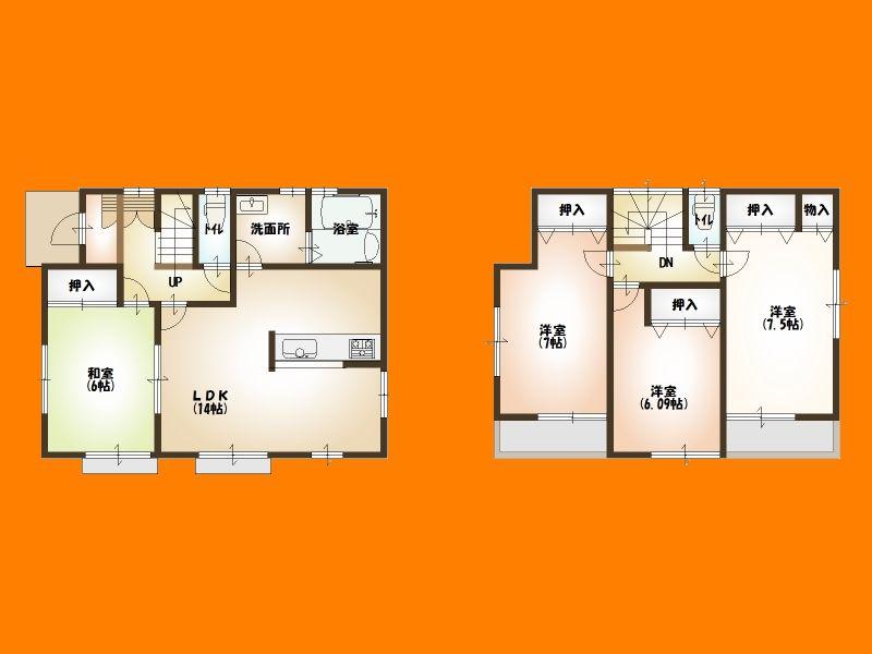 Floor plan. (1 Building), Price 25,800,000 yen, 4LDK, Land area 132.32 sq m , Building area 96.05 sq m