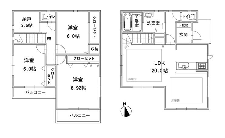 Floor plan. (B Building), Price 49,800,000 yen, 3LDK+S, Land area 113.23 sq m , Building area 100.19 sq m