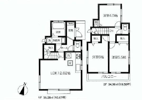 Floor plan. (C Building), Price 34,800,000 yen, 3LDK, Land area 88.26 sq m , Building area 70.26 sq m