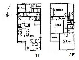 Building plan example (floor plan). Building plan example (5 compartment) 3LDK, Land price 25,800,000 yen, Land area 113.7 sq m , Building price 11 million yen, Building area 83.43 sq m