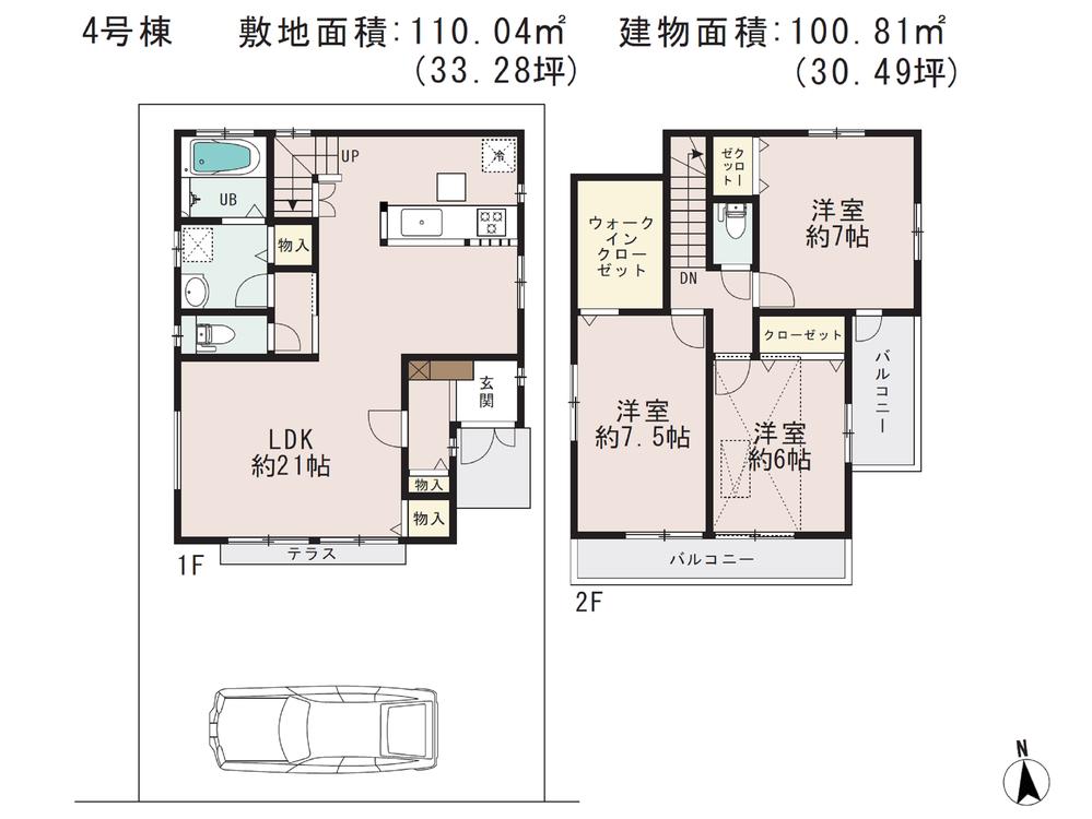 Floor plan. (4), Price 50,800,000 yen, 3LDK+S, Land area 110.04 sq m , Building area 100.81 sq m