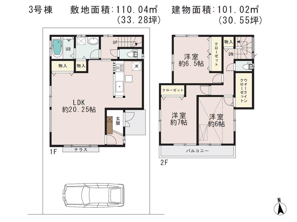 Floor plan. (3), Price 50,800,000 yen, 3LDK, Land area 110.04 sq m , Building area 101.02 sq m