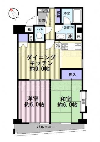 Floor plan. 2DK, Price 14.8 million yen, Occupied area 49.68 sq m , Balcony area 5.03 sq m