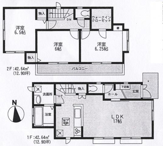 Floor plan. 36,300,000 yen, 3LDK, Land area 106.7 sq m , Building area 85.28 sq m