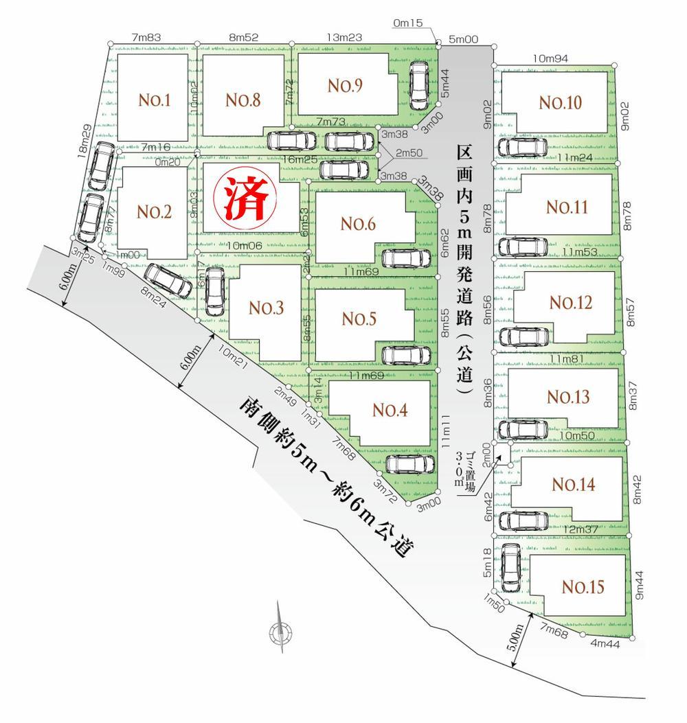 The entire compartment Figure. All 15 buildings of large-scale development subdivision. All building is clear some floor plan of 30 square meters or more & 4LDK.