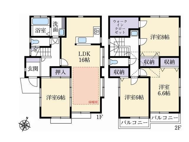 Floor plan. 44,800,000 yen, 4LDK, Land area 132.28 sq m , Building area 104.94 sq m between Nishitokyo Mukodai cho 5-chome floor plan