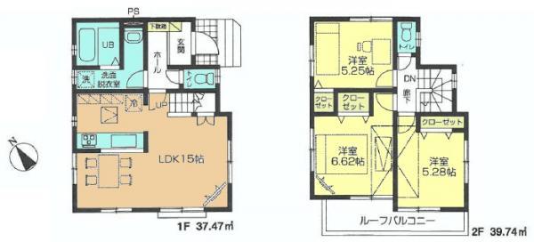 Floor plan. 42,800,000 yen, 3LDK, Land area 96.58 sq m , Building area 77.21 sq m