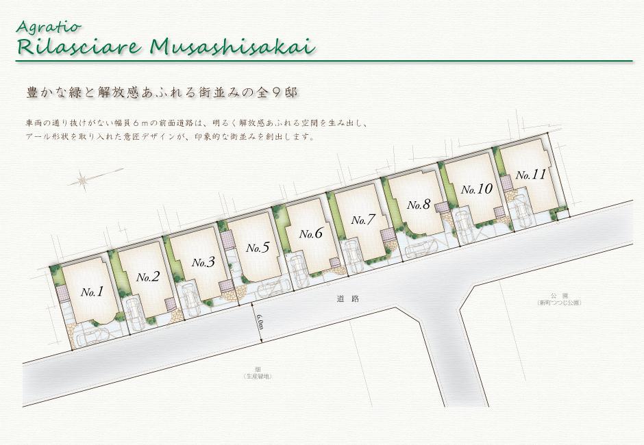 The entire compartment Figure. All 9 House to create a cityscape that road width 6m is a feeling of freedom.