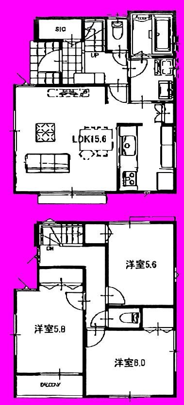 Floor plan. (6), Price 34,800,000 yen, 3LDK, Land area 100 sq m , Building area 80.96 sq m