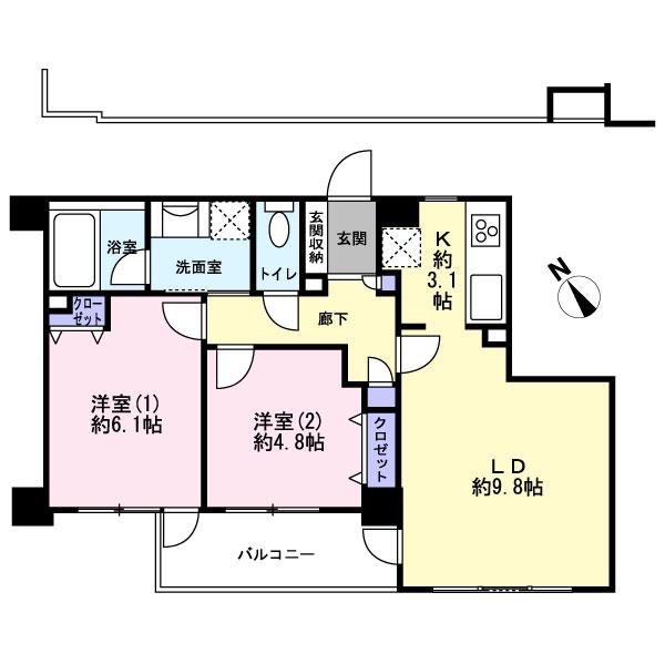 Floor plan. 2LDK, Price 23.6 million yen, Occupied area 55.01 sq m , Balcony area 6.52 sq m