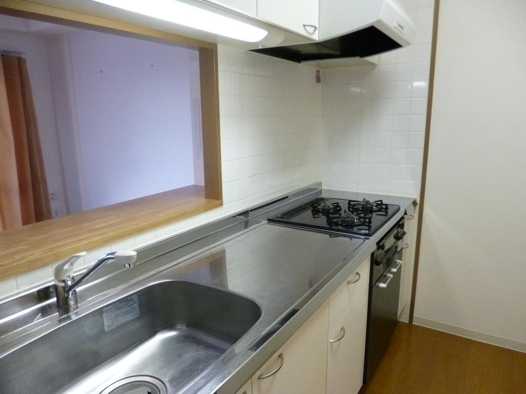 Kitchen. Counter Kitchen. With stove.