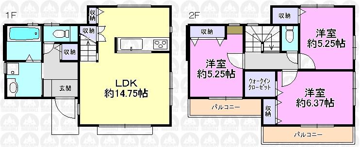 Floor plan. (5 Building), Price 40,800,000 yen, 3LDK, Land area 100 sq m , Building area 79.32 sq m