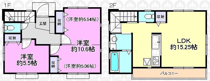 Floor plan. (1 Building), Price 34,800,000 yen, 3LDK, Land area 98.98 sq m , Building area 74.74 sq m