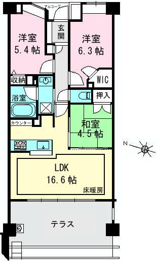 Floor plan. 3LDK, Price 32,800,000 yen, Occupied area 70.48 sq m , Balcony area 17.83 sq m
