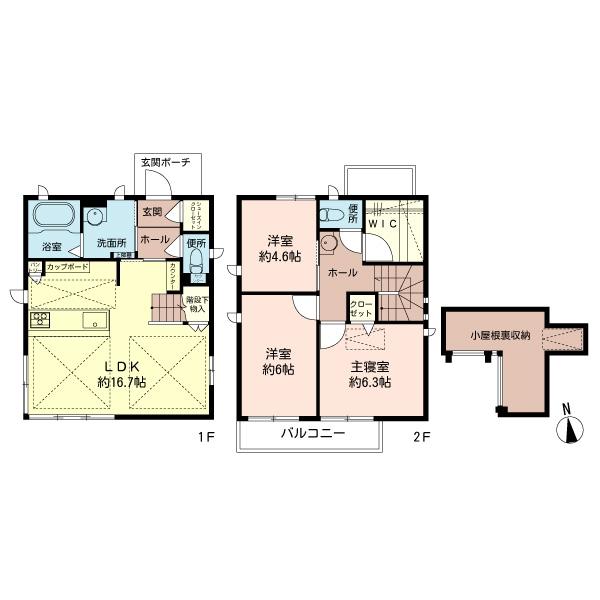 Floor plan. 47,800,000 yen, 3LDK + S (storeroom), Land area 110.58 sq m , Building area 84 sq m