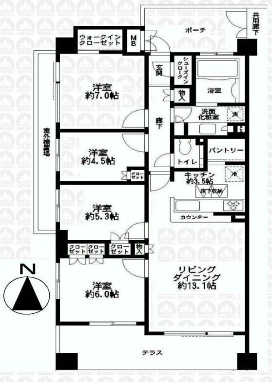 Floor plan. 4LDK, Price 37,800,000 yen, Occupied area 88.35 sq m terrace facing south