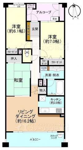 Floor plan. 3LDK, Price 32,800,000 yen, Occupied area 85.95 sq m , Balcony area 13.2 sq m