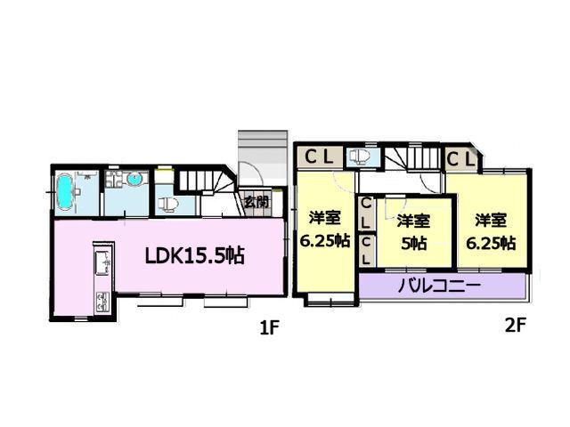 Floor plan. 36,800,000 yen, 3LDK, Land area 100 sq m , Building area 79.63 sq m