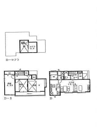 Floor plan. (D Building), Price 36,800,000 yen, 3LDK, Land area 92.65 sq m , Building area 74.1 sq m