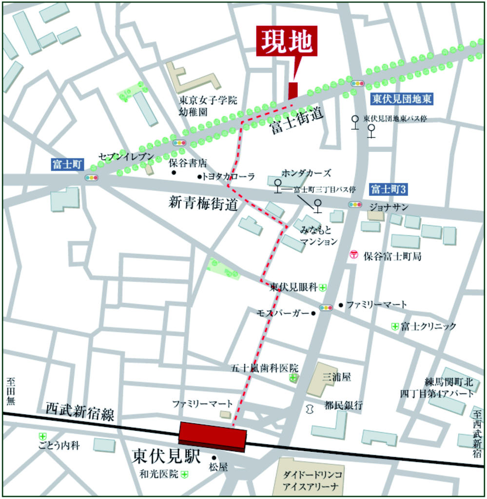 Local guide map. Than Higashifushimi Station, The Maple Street Hoya Station direction, It is soon to turn left at the signal three eyes "Higashifushimi housing complex east"! ! 