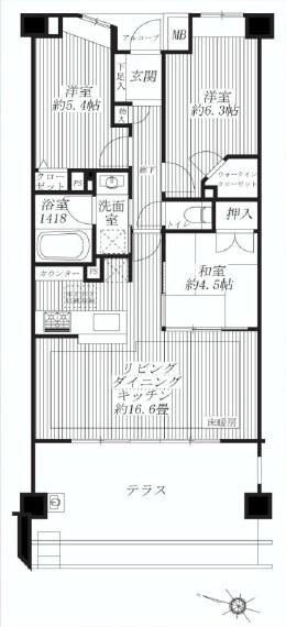 Floor plan. 3LDK, Price 32,800,000 yen, Occupied area 70.48 sq m , Balcony area 17.83 sq m