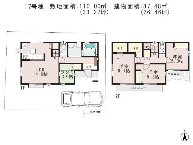 Floor plan. (17), Price 43,800,000 yen, 3LDK, Land area 110 sq m , Building area 87.48 sq m