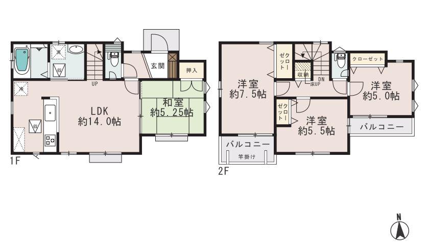Floor plan. (1 Building), Price 41,800,000 yen, 4LDK, Land area 110.23 sq m , Building area 88.18 sq m
