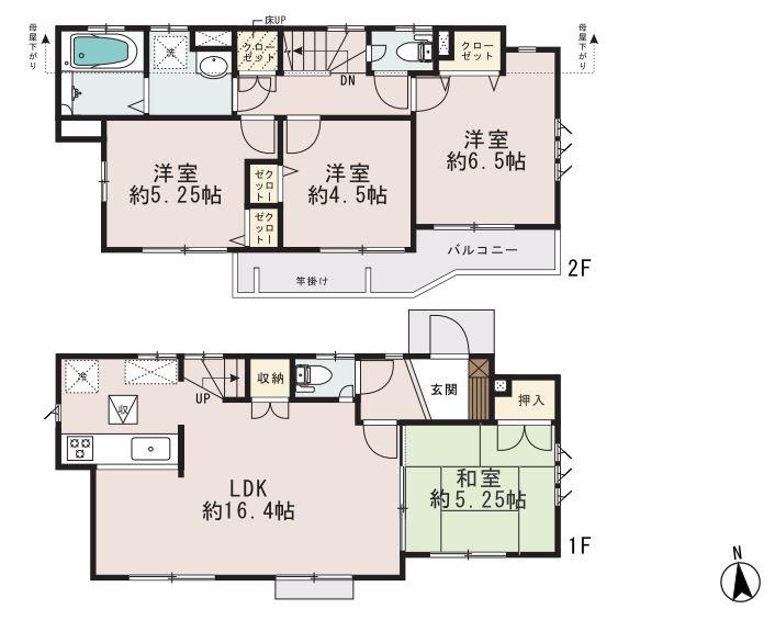 Floor plan. (Building 2), Price 40,800,000 yen, 4LDK, Land area 110.34 sq m , Building area 87.98 sq m
