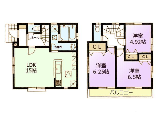 Floor plan. 41,800,000 yen, 3LDK, Land area 100.1 sq m , Building area 79.48 sq m