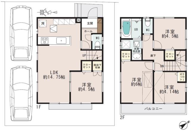 Floor plan. 37,800,000 yen, 4LDK, Land area 99.87 sq m , Building area 79.48 sq m