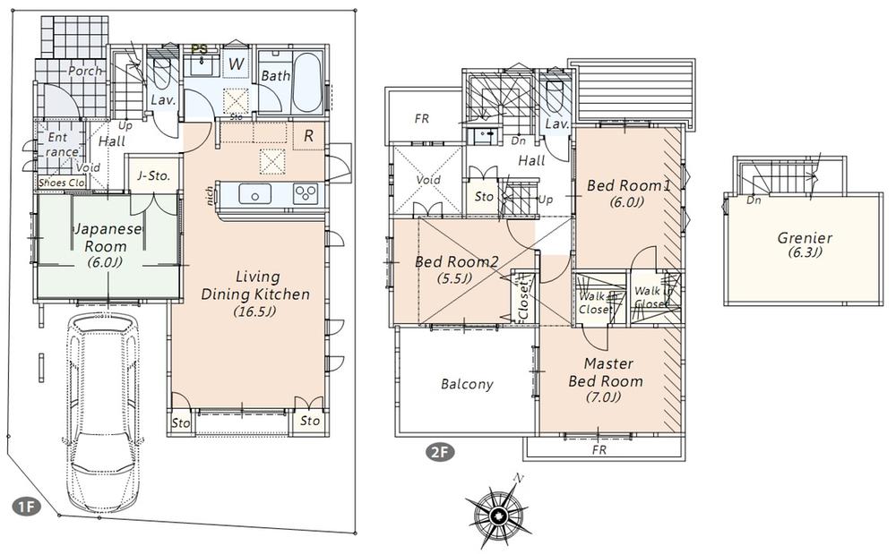 Floor plan. (1 Building), Price 65,800,000 yen, 4LDK, Land area 109.43 sq m , Building area 109.93 sq m