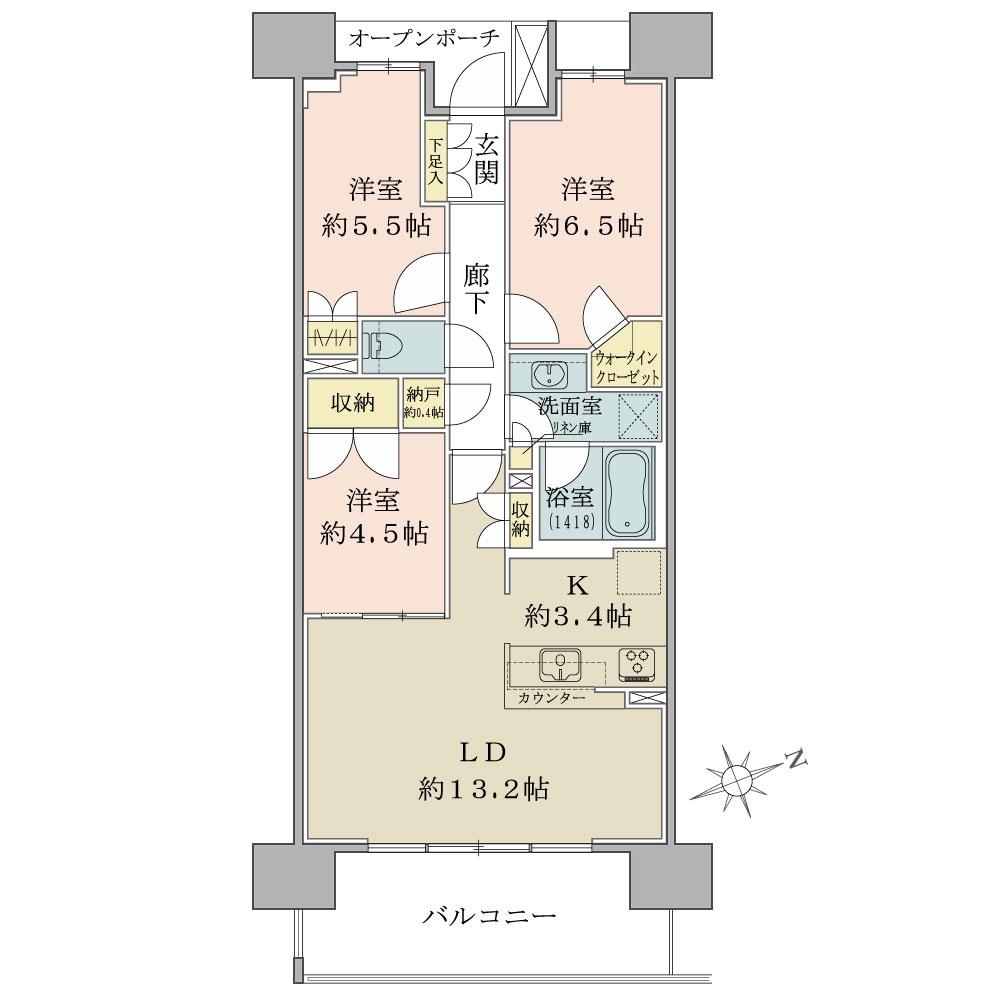Floor plan. 3LDK, Price 29,300,000 yen, Occupied area 73.06 sq m , Balcony area 12 sq m 3LDK ・ 73 sq m , There is a walk-in closet and the closet, Storage is abundant.