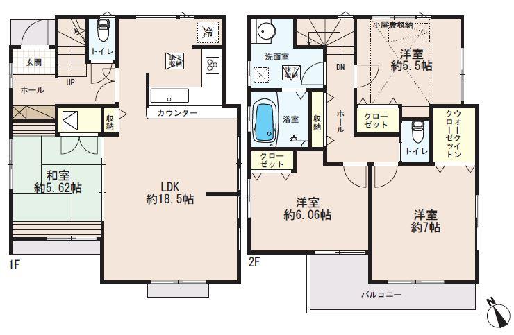 Floor plan. 49,800,000 yen, 4LDK, Land area 128.42 sq m , Building area 98.82 sq m