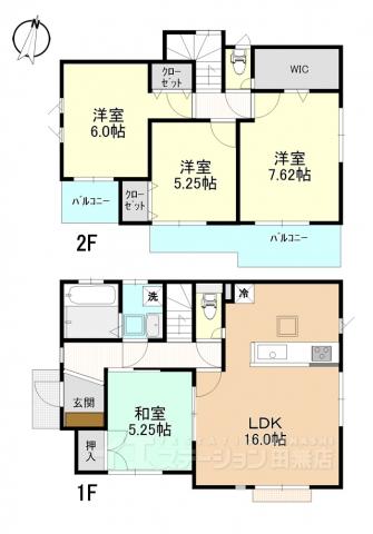 Floor plan. 43,800,000 yen, 4LDK, Land area 106.9 sq m , It is a building area of ​​96.6 sq m Japanese-style room 4LDK. Since Zenshitsuminami facing a day is good. 