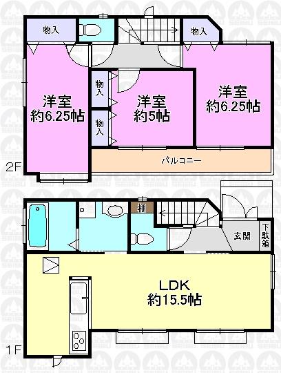Floor plan. (B Building), Price 36,800,000 yen, 3LDK, Land area 100 sq m , Building area 79.63 sq m