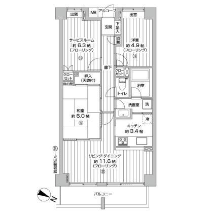 Floor plan. 2LDK + S (storeroom), Price 28,900,000 yen, Occupied area 72.25 sq m , Balcony area 8.12 sq m