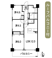 Floor: 3LDK, occupied area: 59.37 sq m